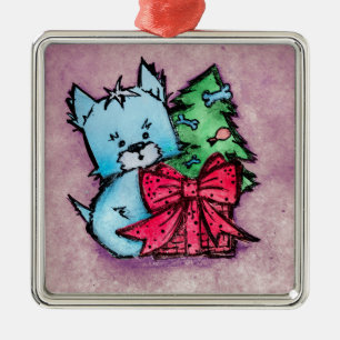 Westie verziert - Geschenke und Weihnachtsbaum - Ornament Aus Metall