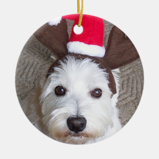 Westie Verzierung Keramikornament (Vorne)