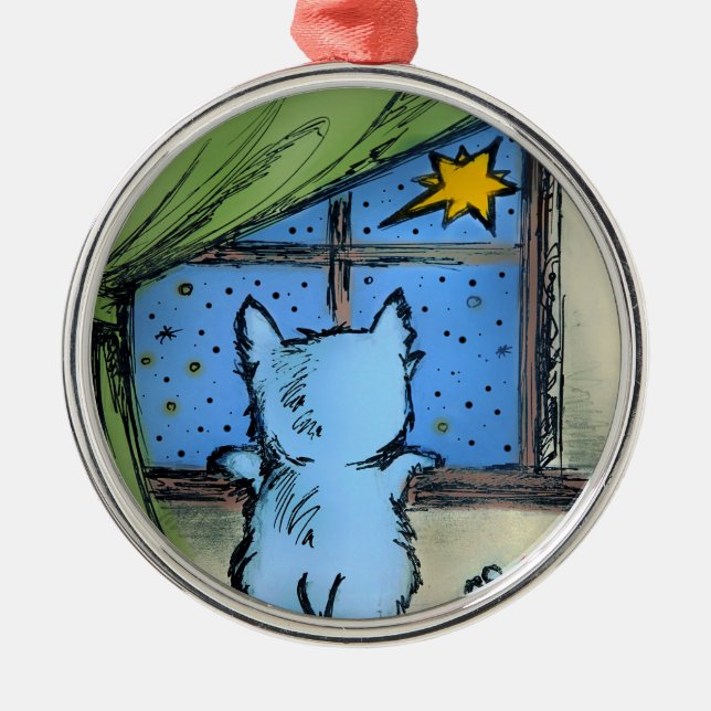 Westie Verzierungen - erster Stern/Weihnachten Ornament Aus Metall (Vorne)