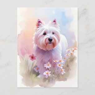 Westie Watercolor Portrait 1 Postkarte