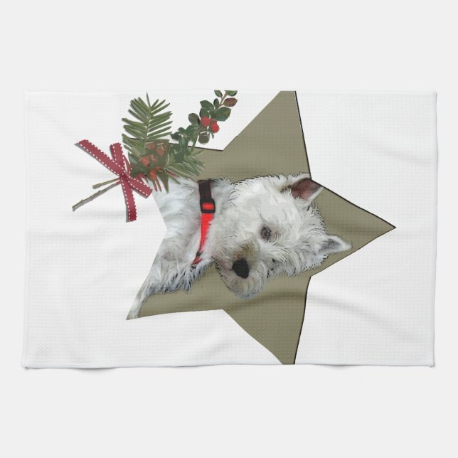 WESTIE WEIHNACHTEN GESCHIRRTUCH (Horizontal)