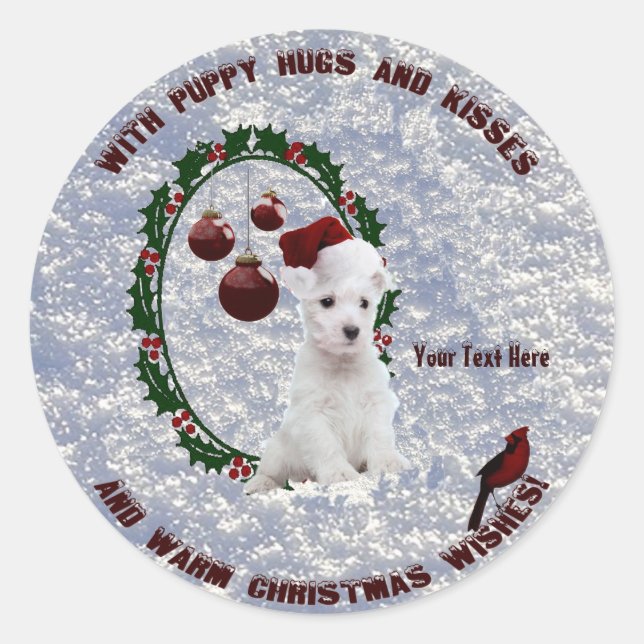 Westie Weihnachten wünscht Stickers - Passen Sie s (Vorderseite)