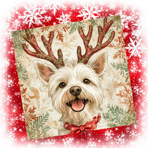 Westie-Weihnachts-Rentier-Geweih Feiertagskarte