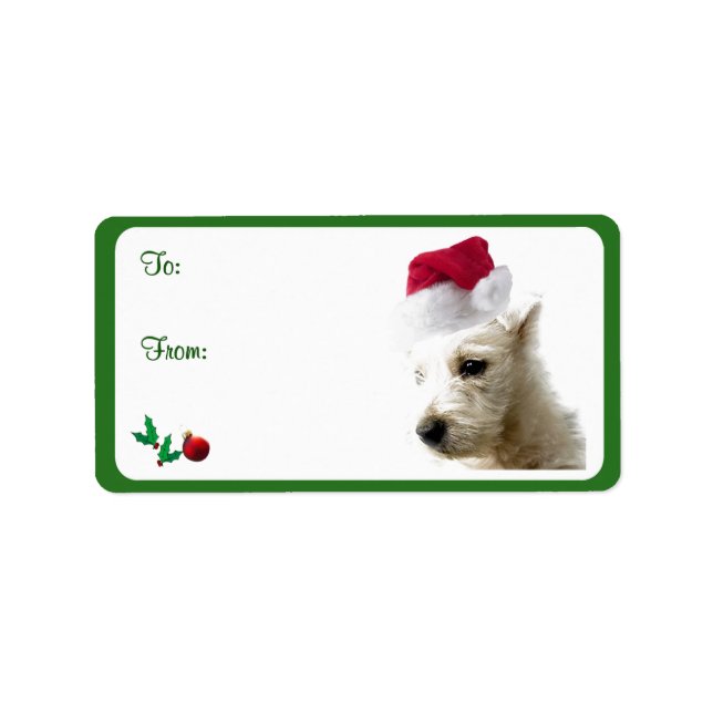 Westie Weihnachtsgeschenk Tag Stickers Adressaufkleber (Vorne)