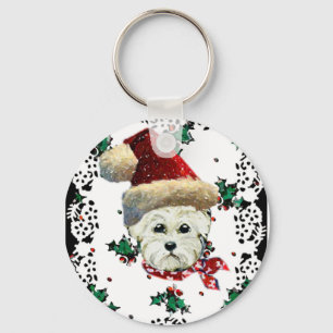 Westie‑Weihnachtsmann Schlüsselanhänger