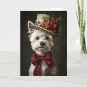 Westie Weihnachtspostkarte Eleganter viktorianisch Feiertagskarte