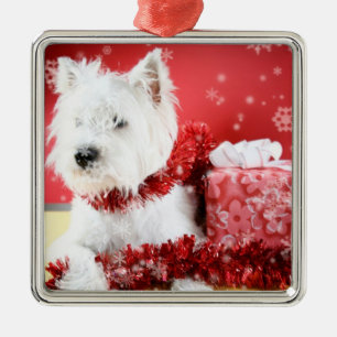 Westie Weihnachtsschneeflocke-Verzierung Silbernes Ornament