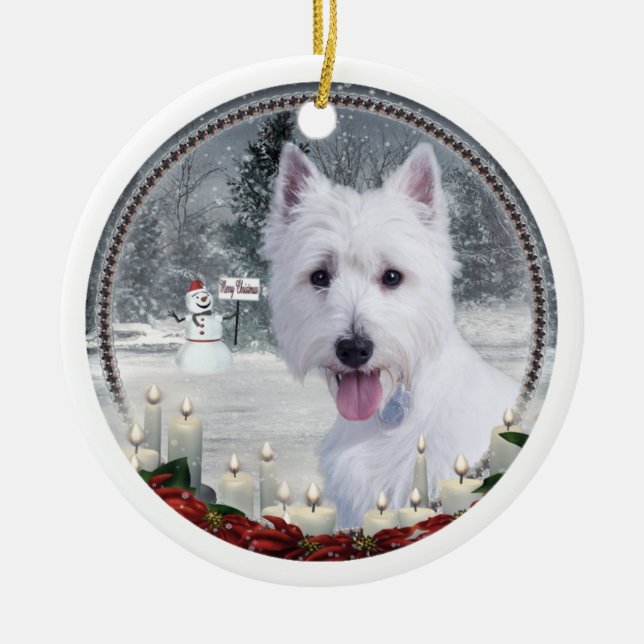 Westie Weihnachtsverzierung Keramikornament (Vorne)