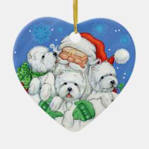 Westie Weihnachtsverzierung "XOXO" durch Borgo Keramik Ornament