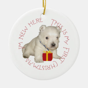 Westie-Welpe erstes Weihnachten Keramikornament