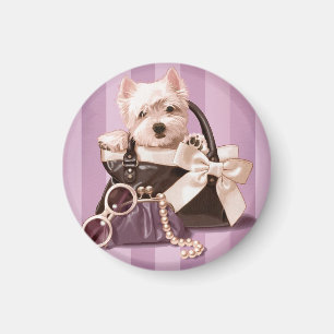Westie Welpe in der Handtasche Magnet