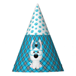 Westie Welpen-Hundeblaue Partyhütchen