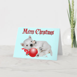 Westie-Welpen Weihnachts-Spielzeit Feiertagskarte