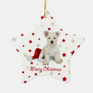Westie Welpen-Weihnachtsbaum-Verzierung Keramik Ornament