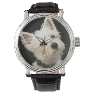 Westie (West Highland Terrier) mit Kragen Armbanduhr