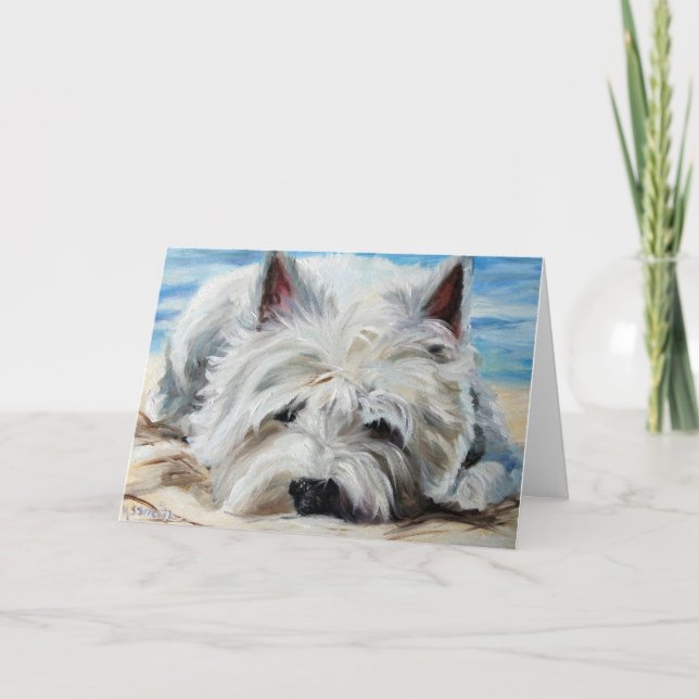 Westie Westhochland-Terrier-Hund - Strand-Gammler Karte (Vorderseite)