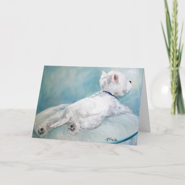 Westie Westhochland-Terrier-HundeKuschelecke-Karte Karte (Vorderseite)