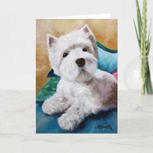 Westie Westhochland-Terrier-Hundewelpen-Kunst Karte