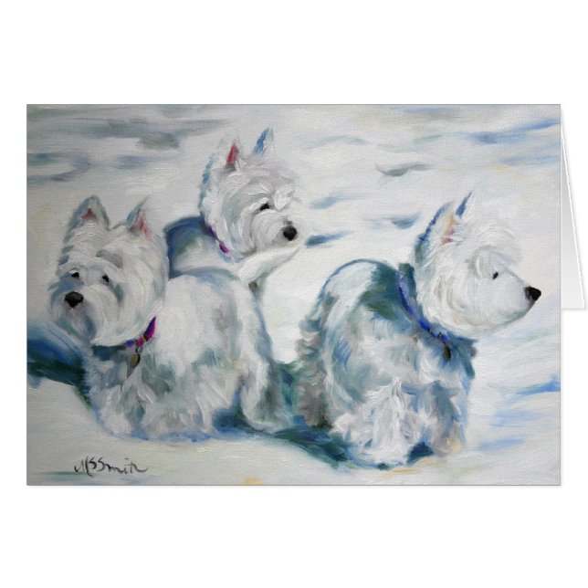 Westie Westhochland-Terrier-Schnee-Hundekarte (Vorderseite (Horizontal))