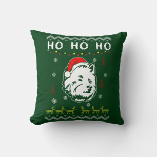 Westie White Terrier Dog Ugly Christmas Ho Ho Ho Kissen