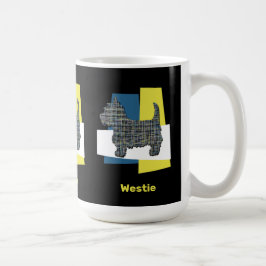 Westie White Terrier Pet Dog Silhouette Y&B Grid Kaffeetasse