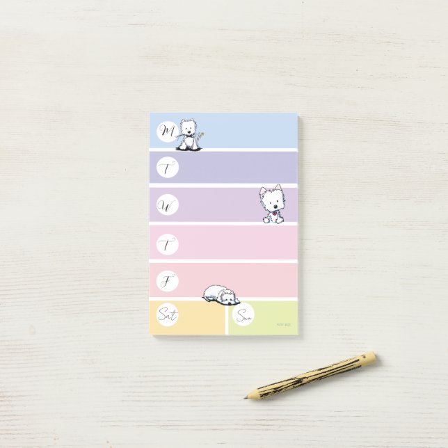 Westie-Wochenplaner  Post-it Klebezettel (Auf Schreibtisch)