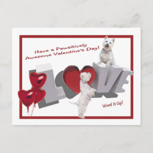 Westie Woof It Up Valentinstag Postkarte