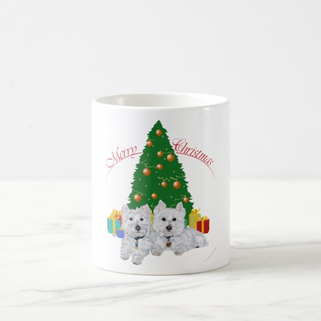 Westies am Weihnachtsbaum Kaffeetasse (Mittel)