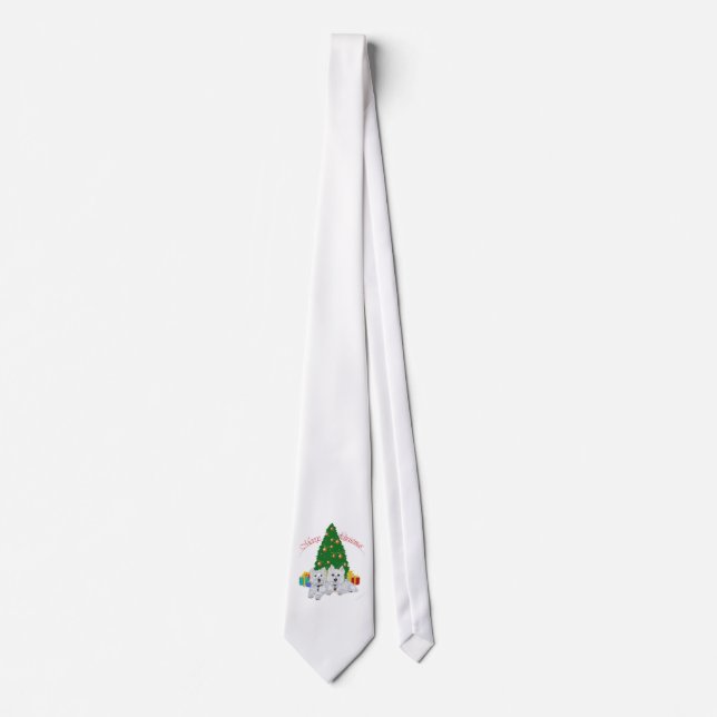 Westies am Weihnachtsbaum Krawatte (Vorderseite)