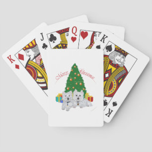 Westies am Weihnachtsbaum Spielkarten