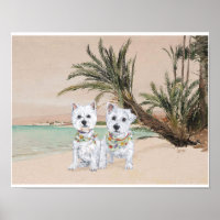 Westies auf einem Palmy Beach