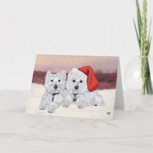 Westies in der Winterzeit Feiertagskarte