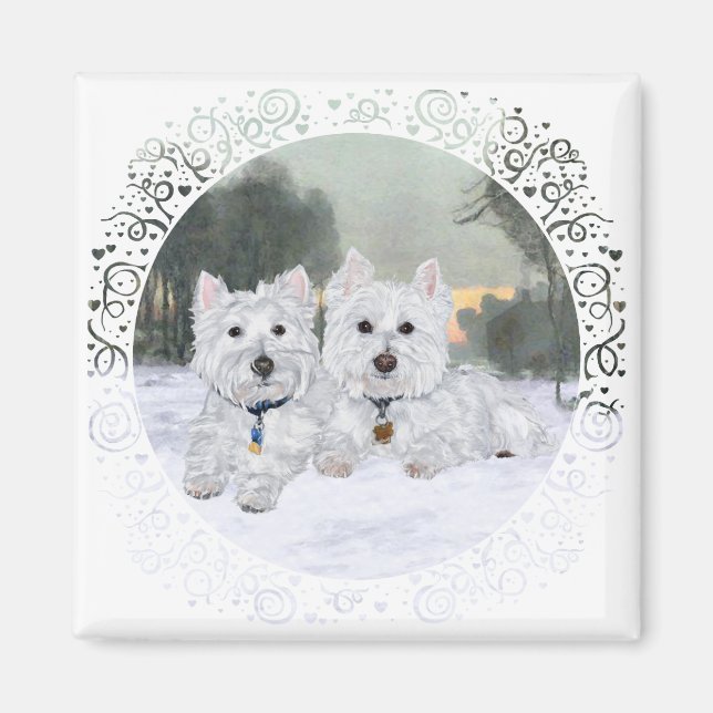 Westies in Wintertime Magnet (Vorne)