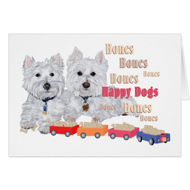 Westies mit Knochenstraße (Vorderseite (Horizontal))