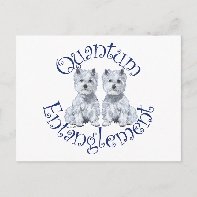 Westies Quantum Veranglement Postkarte (Vorderseite)
