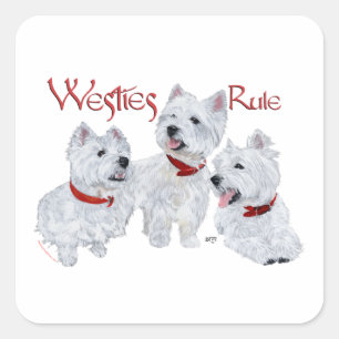Westies regieren! quadratischer aufkleber