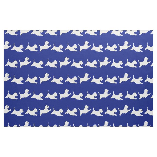 Westies Running on Blue Stoff (Yard (91,4 cm))