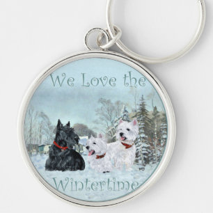 Westies & Scottie in der Winterzeit Schlüsselanhänger