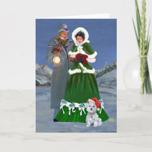 Westies und Familienweihnachtslieder Feiertagskarte