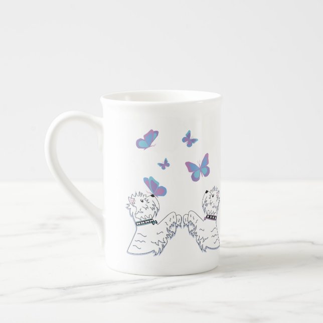 Westies und Schmetterlinge Prozellantasse (Links)