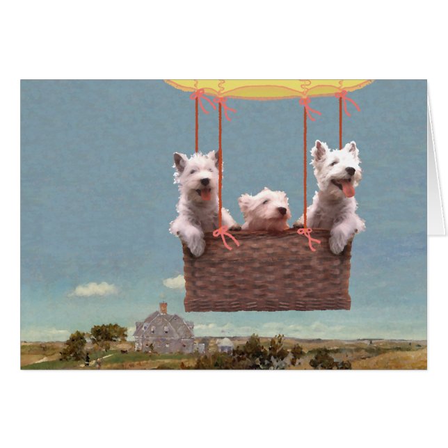 Westies Up in einem Ballon (Vorderseite (Horizontal))