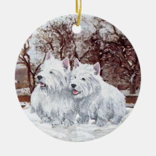 Westies Weihnachtsbaumanhänger Keramik Ornament