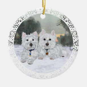 Westies Weihnachtsbaumschmuck Keramikornament