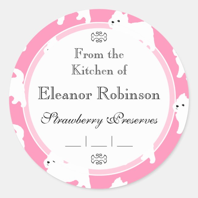 Westies West Highland Terrier Pattern Pink Runder Aufkleber (Vorderseite)