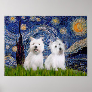 Westies (zwei) - Sternennacht Poster