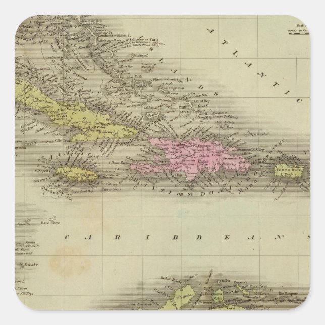 Westindien 23 quadratischer aufkleber (Vorderseite)