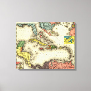 WestIndiesPanoramic MapWest Inseln Leinwanddruck