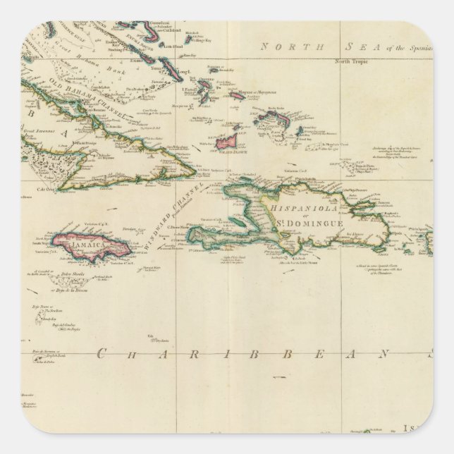 Westindische Inseln 2 Quadratischer Aufkleber (Vorderseite)