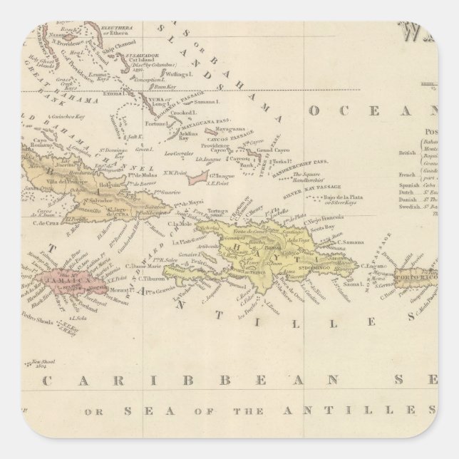 Westindische Inseln 4 Quadratischer Aufkleber (Vorderseite)