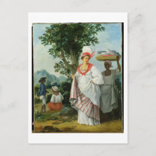 Westindische Kreolweibchen mit ihrem schwarzen Ser Postkarte